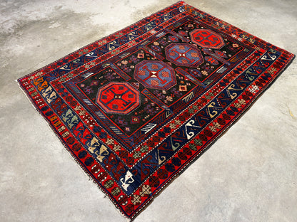 Antique Hand-Knotted Kazak Rug - 4'7"x6'5"