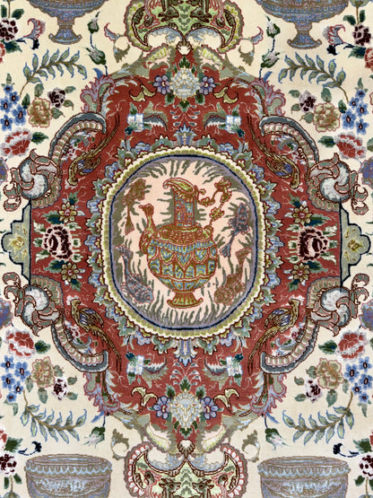 Hand-Knotted Pictorial 60 Raj Persian Tabriz Rug - 6'6"x10'2"