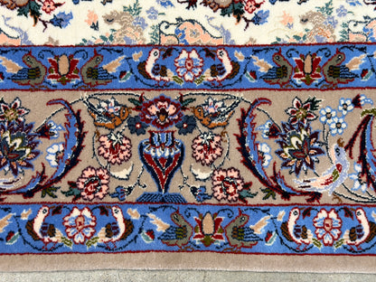 Hand-Knotted Persian Isfahan Rug -Garden of Birds- 3’7”x5’3”
