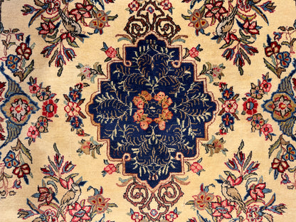 Hand-Knotted Antique Persian Qum Rug - 4’6”x7’2”