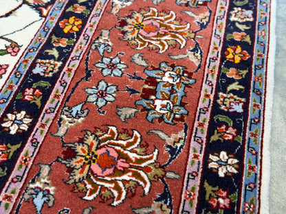Hand-Knotted 60 Raj Persian Tabriz Rug - 6'2"x9'3"