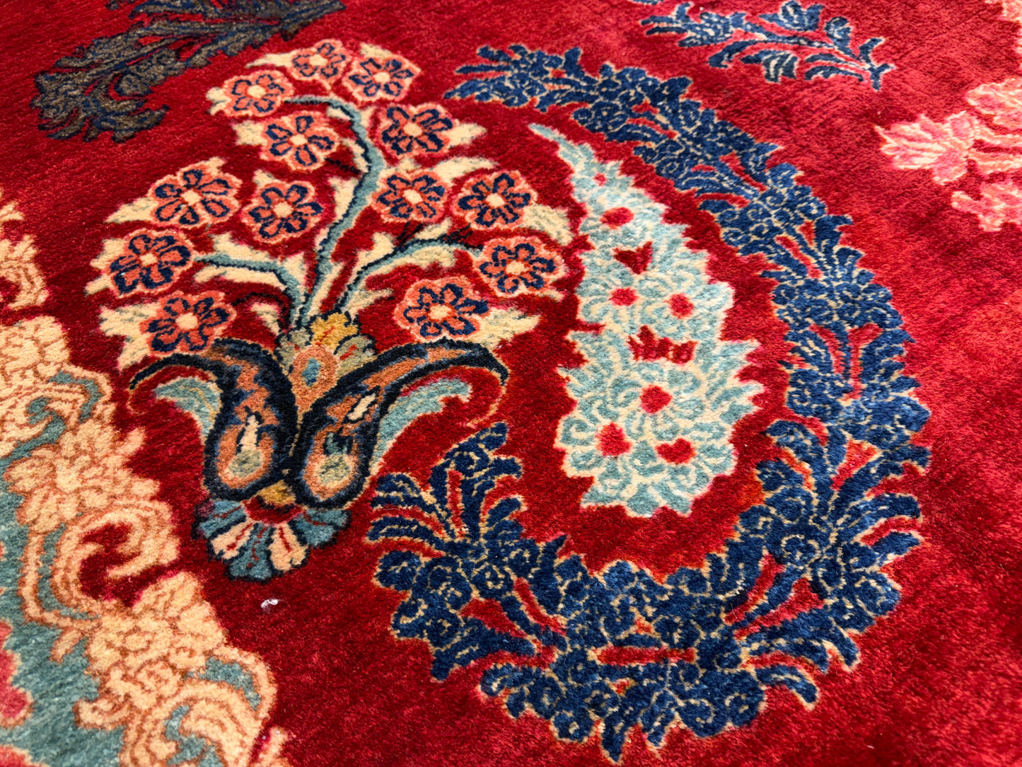 11’7”x12’10” Hand-Knotted Persian Sarouk Area Rug