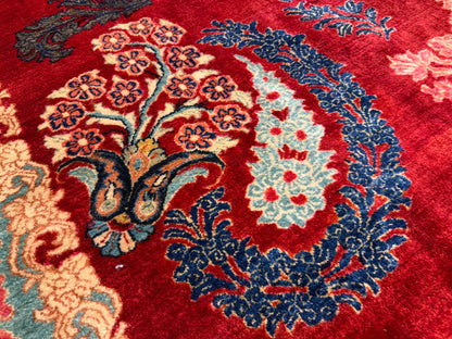 11’7”x12’10” Hand-Knotted Persian Sarouk Area Rug