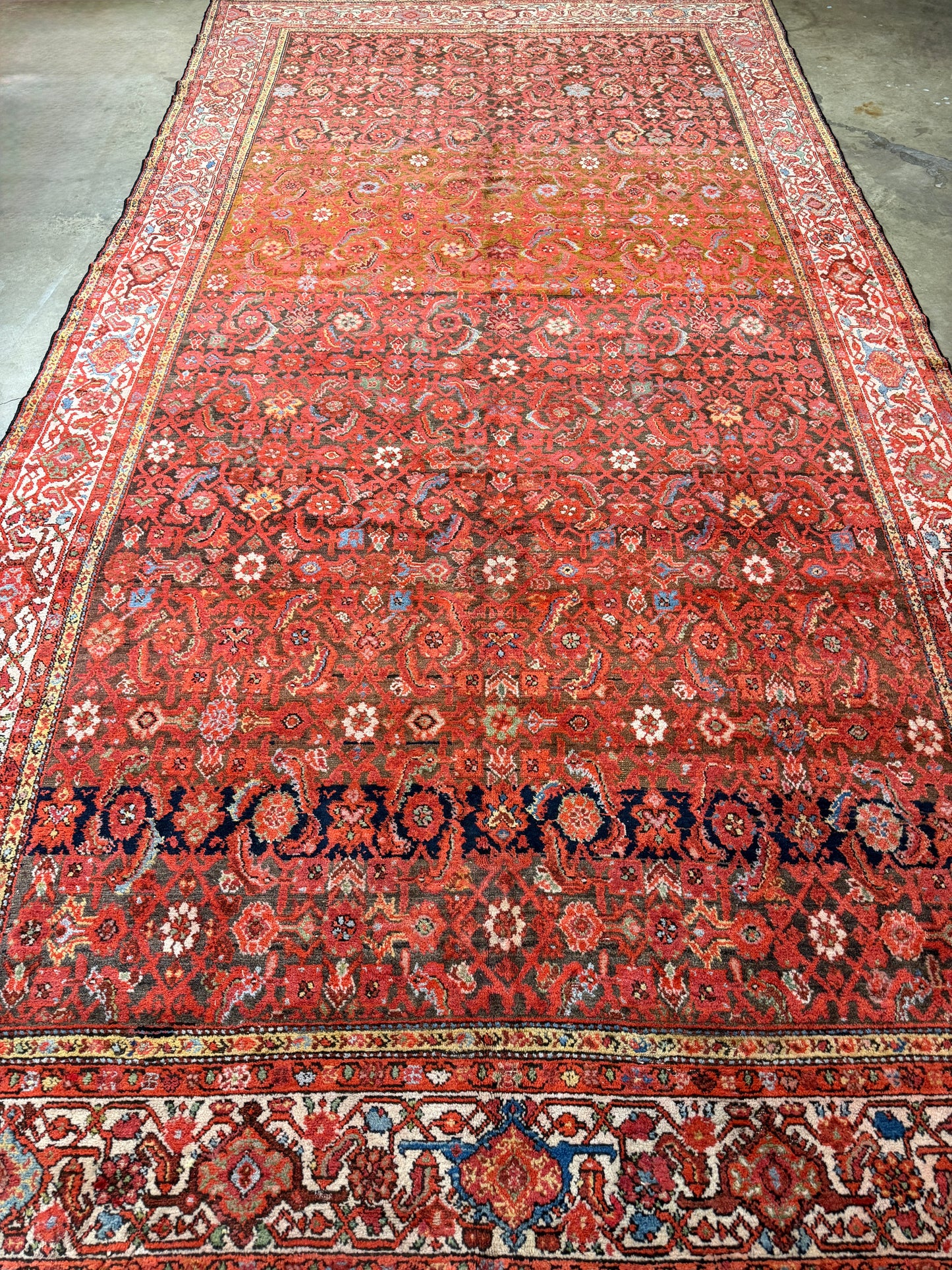 8’x15’4” Antique Hand-Knotted Very Fine Wool Persian Malayer Area Rug
