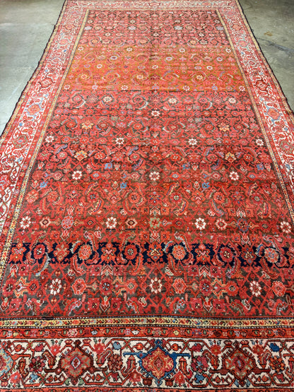 8’x15’4” Antique Hand-Knotted Very Fine Wool Persian Malayer Area Rug