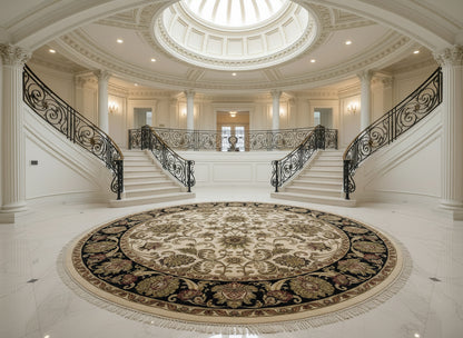 10’2” Diameter Hand-Knotted Wool Indian Round Oriental Rug - 10x10 Handmade Carpet