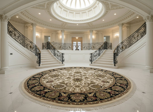 10’2” Diameter Hand-Knotted Wool Indian Round Oriental Rug - 10x10 Handmade Carpet