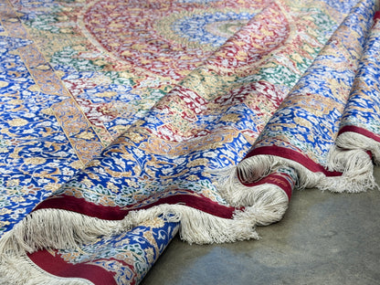 Luxurious Hand-Knotted 100% Silk Persian Qum Rug - Signed Kazemi - 6'6"x10'