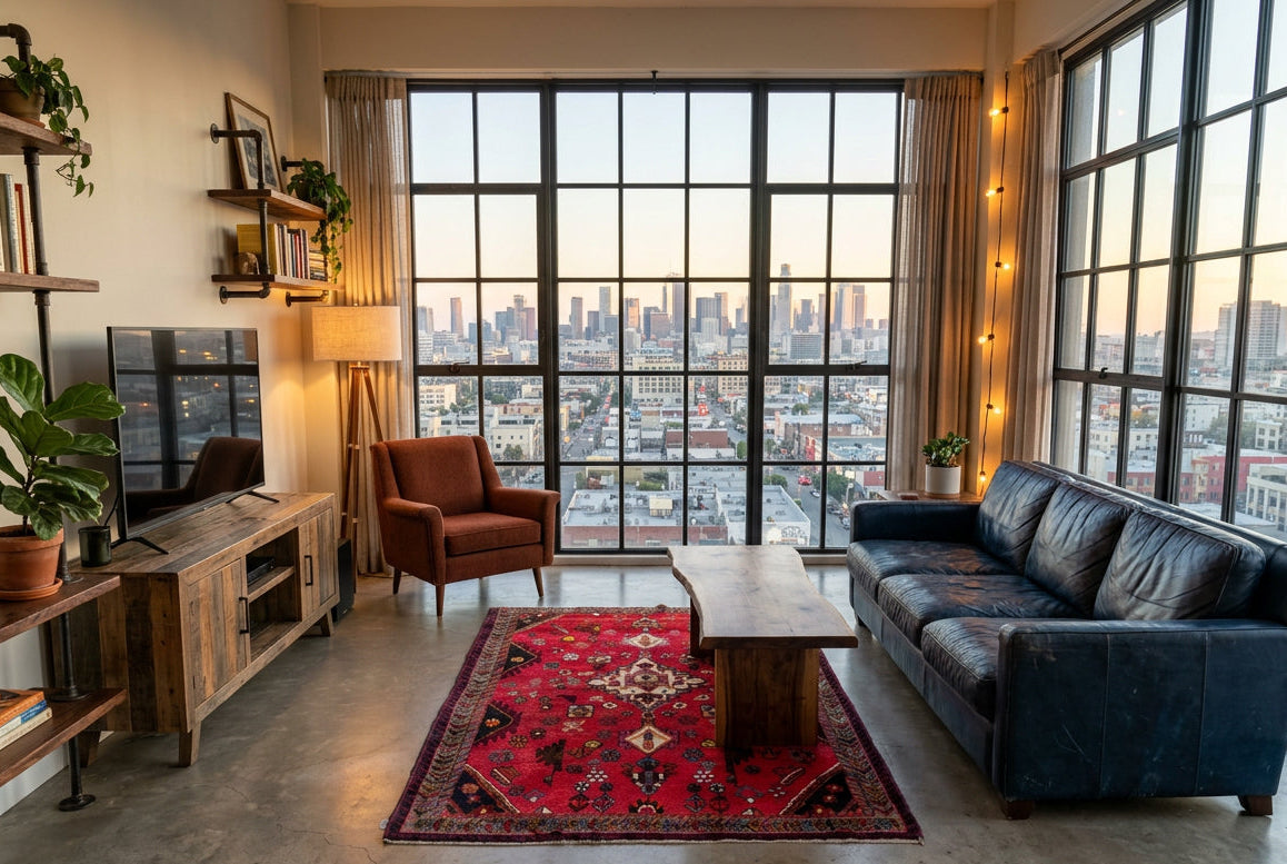 Hand-Knotted Persian Hamadan Rug - 5'3”x7’2”
