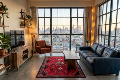 Hand-Knotted Persian Hamadan Rug - 5'3”x7’2”