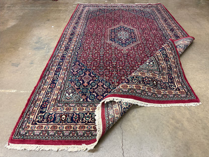 6’x9’ Fine Hand-Knotted Wool IndoBidjar Persian Rug 6x9 Burgundy All-Over Handmade Carpet