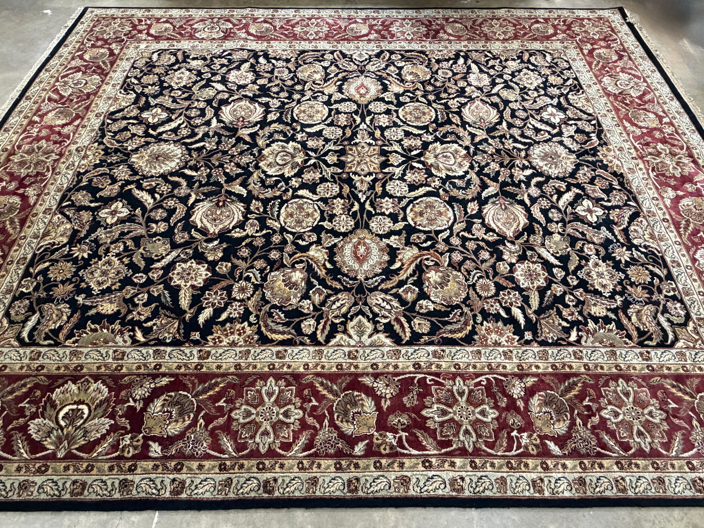 12’1”x15’2” Hand-Knotted Wool Agra Area Rug Handmade All-over Carpet