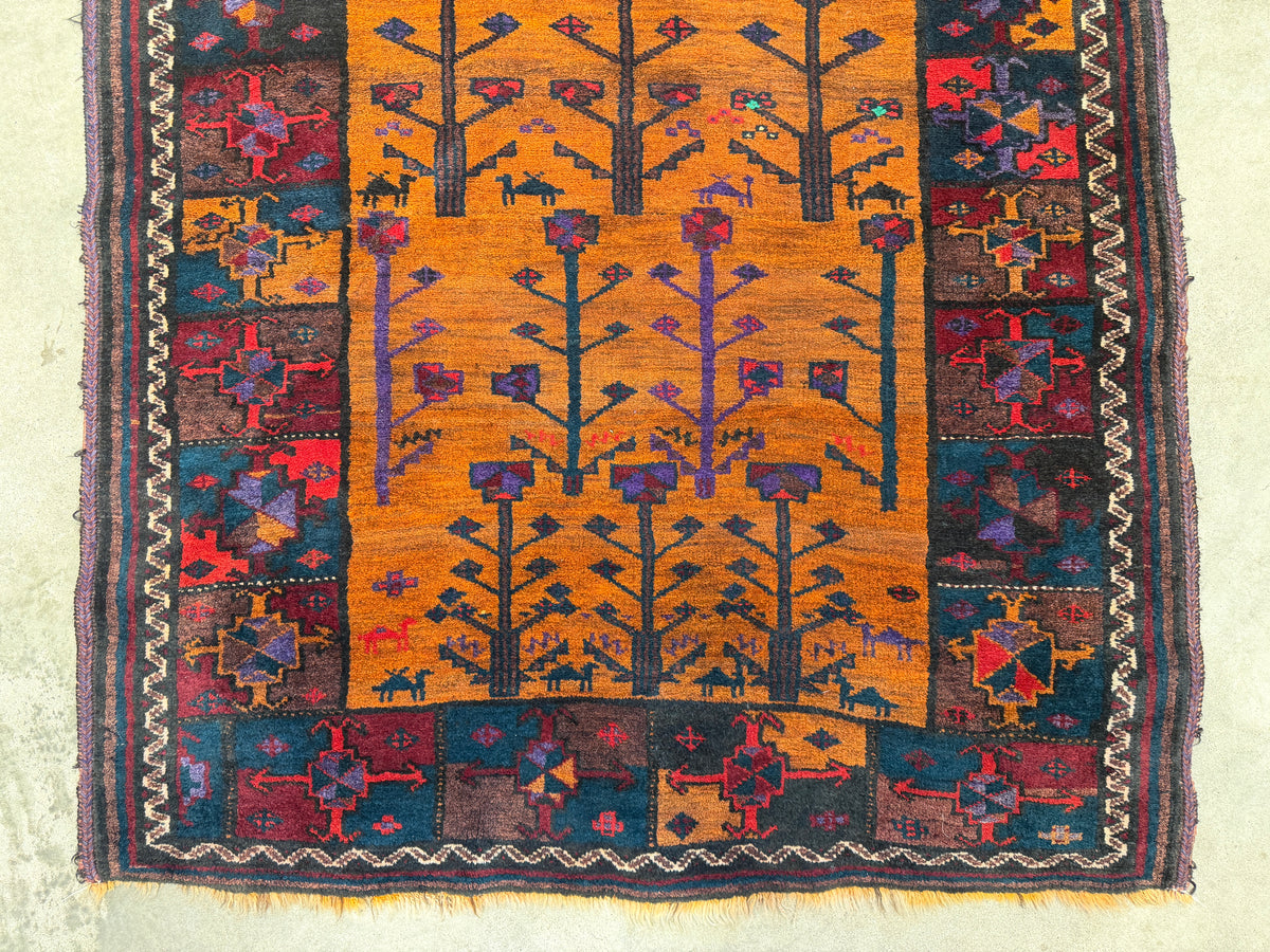 Hand-Knotted Persian Baluchi Rug - 3’10”x9’