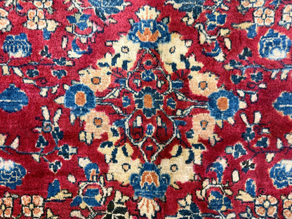 8’8”x11’6” Antique Hand-Knotted Wool Sarouk Persian Rug 8x11 Red Handmade Carpet