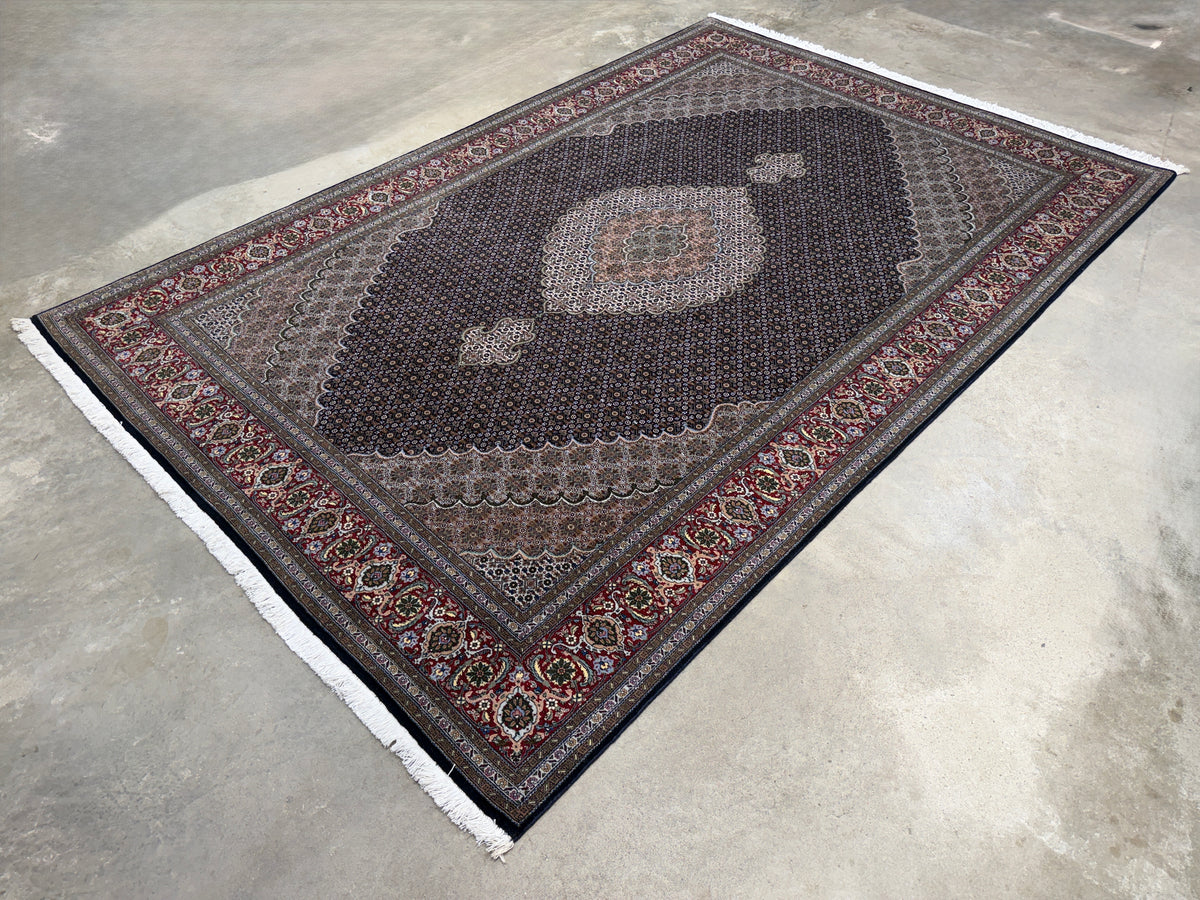 Hand-Knotted Persian Tabriz Mahi Rug - 6'7"x9'10"