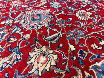 8’4”x12’8” Hand-Knotted Wool Sarouk Persian Rug 8x12 Red Handmade Carpet