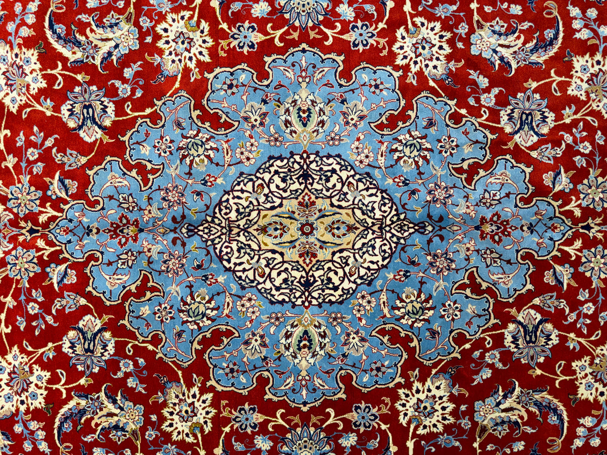 Antique Hand-Knotted Persian Isfahan Rug - Signed Zolfaghari - 8’10”x12’4”