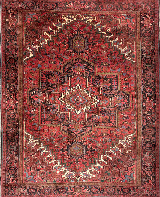 10’1”x12’6” Hand-Knotted Persian Heriz Area Rug