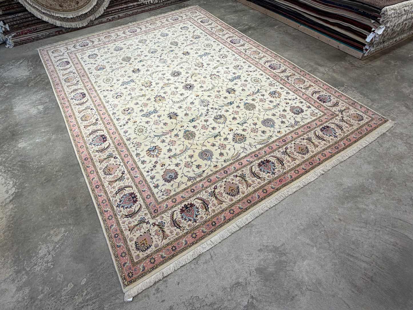 9’9”x13’4” Very Fine Hand-Knotted Persian Tabriz 80 Raj Signed Area Rug