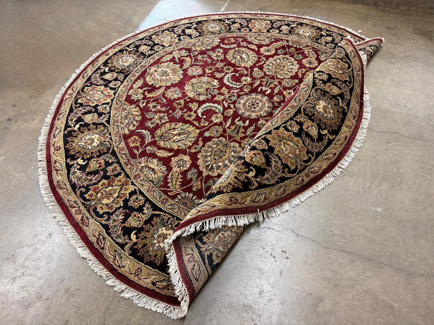 9’ Diameter Hand-Knotted Wool Indian Round Oriental Rug - 9x9 Handmade Carpet