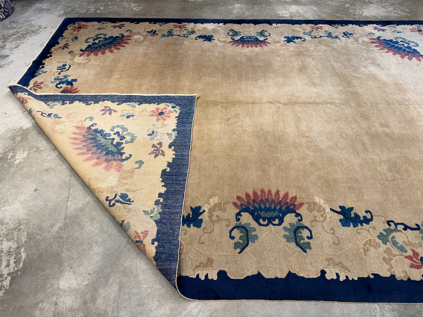 10’1”x13’8” Antique Hand-Knotted Chinese Art Deco Nichols Area Rug