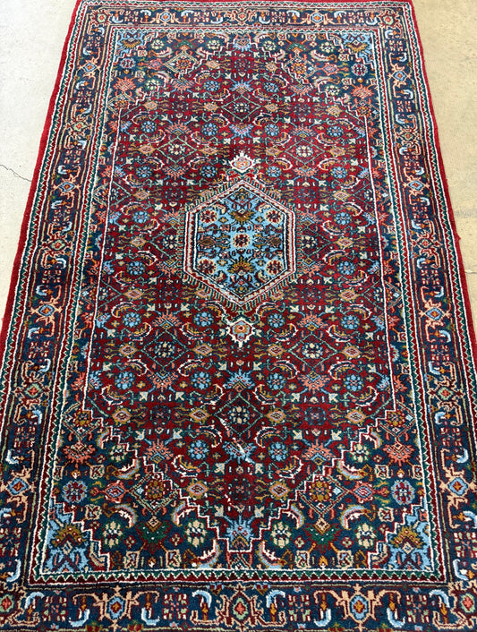 3’4”x5’6” Fine Hand-Knotted Wool IndoBidjar Persian Rug 3x5 Burgundy Handmade Carpet