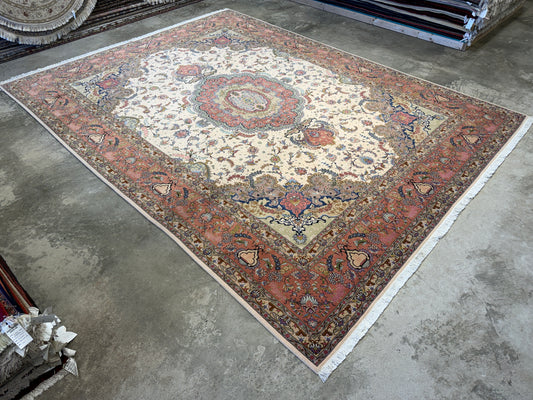 Hand-Knotted 60 Raj Persian Tabriz Rug - 10’x13’1”