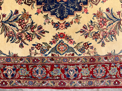 Hand-Knotted Antique Persian Qum Rug - 4’6”x7’2”
