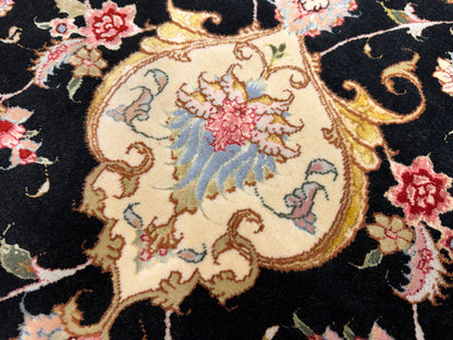 10’ Diameter Very Fine Hand-Knotted Wool & Silk Round Tabriz Persian Rug - 10x10 Handmade Carpet