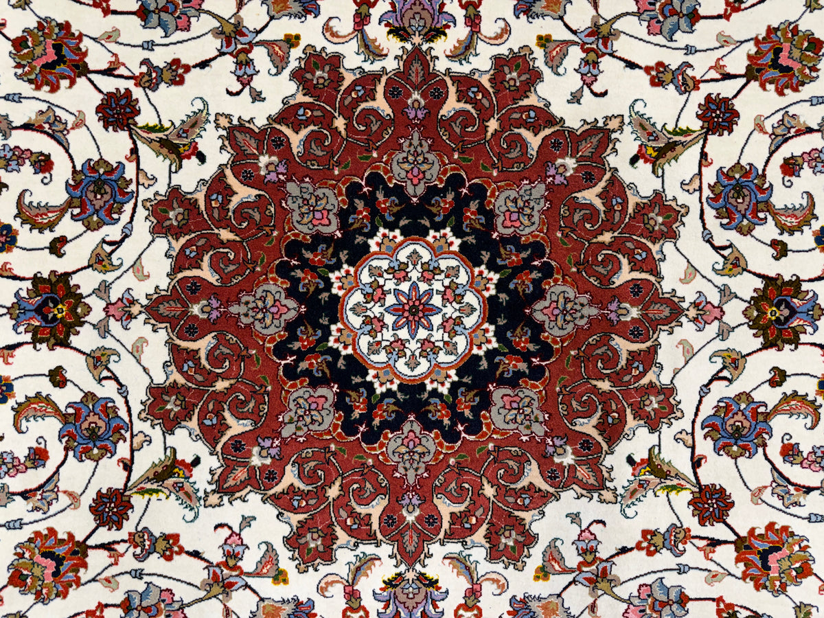 Hand-Knotted 60 Raj Persian Tabriz Rug - 6'2"x9'3"