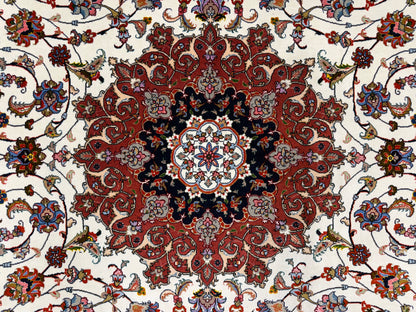 Hand-Knotted 60 Raj Persian Tabriz Rug - 6'2"x9'3"