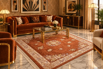 Hand-Knotted Art Deco Rug - 5’6”x8’4”