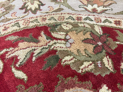 8’ Diameter Hand-Knotted Wool Indian Round Oriental Rug - 8x8 Handmade Carpet