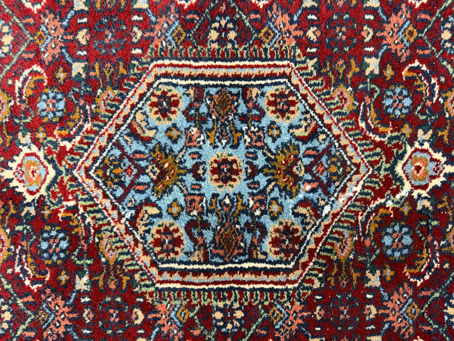 3’4”x5’6” Fine Hand-Knotted Wool IndoBidjar Persian Rug 3x5 Burgundy Handmade Carpet