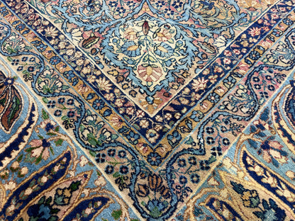 11’x14’10” Antique Hand-Knotted Fine Wool Persian Kerman Area Rug Handmade