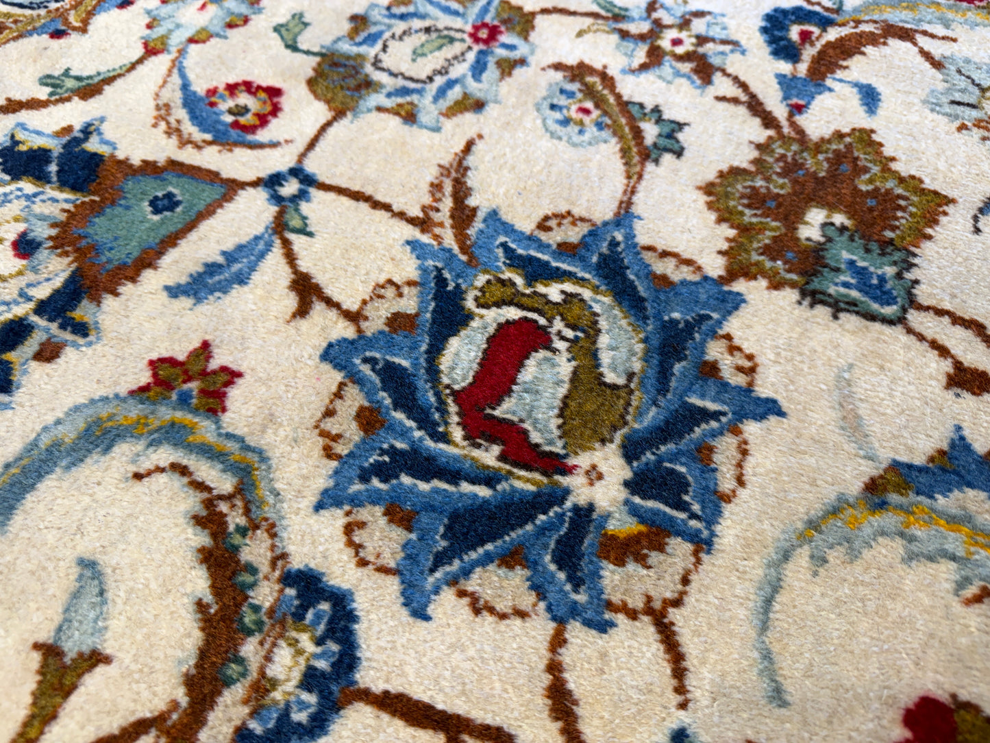 9’9”x13’1” Antique Hand-Knotted Persian Kashan All-over Signed Sanaee Area Rug