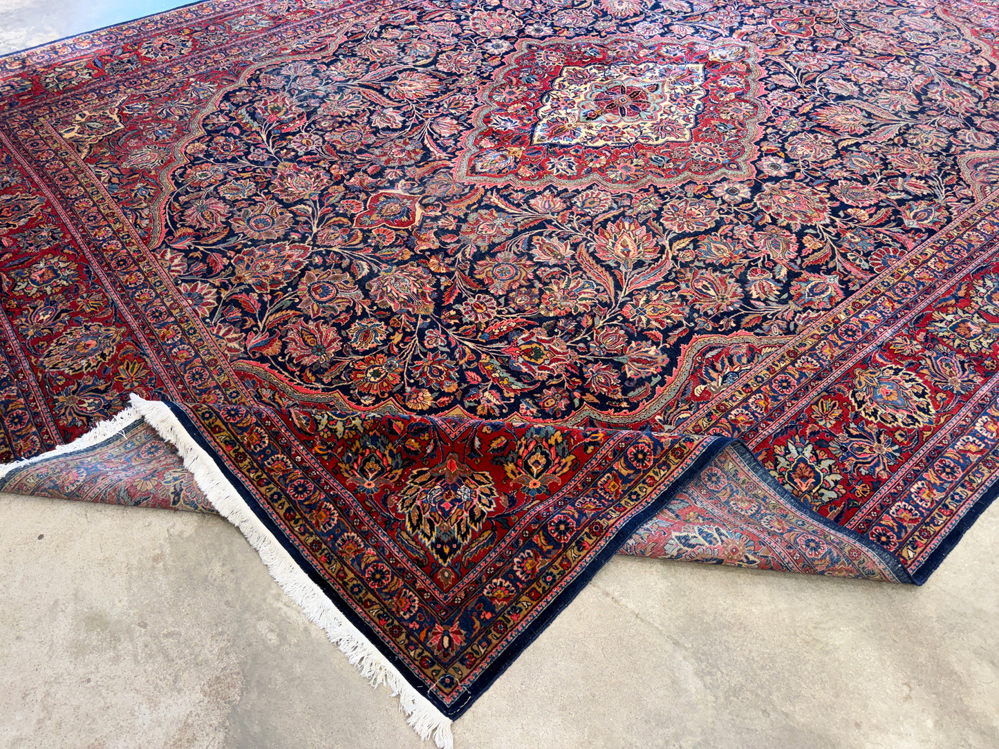 10’x13’7” Very Fine Antique Hand-Knotted Persian Kashan Area Rug