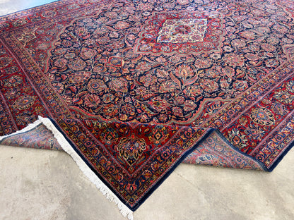 10’x13’7” Very Fine Antique Hand-Knotted Persian Kashan Area Rug