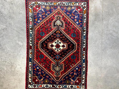 2'10"x4'2" Hand-Knotted Wool Hamadan Persian Rug