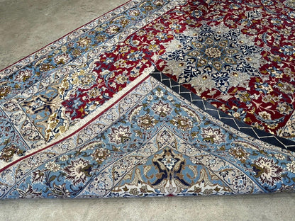 3’7”x5’3” Hand-Knotted Fine Wool & Silk Isfahane  Area Rug - Handmade Carpet 3x5