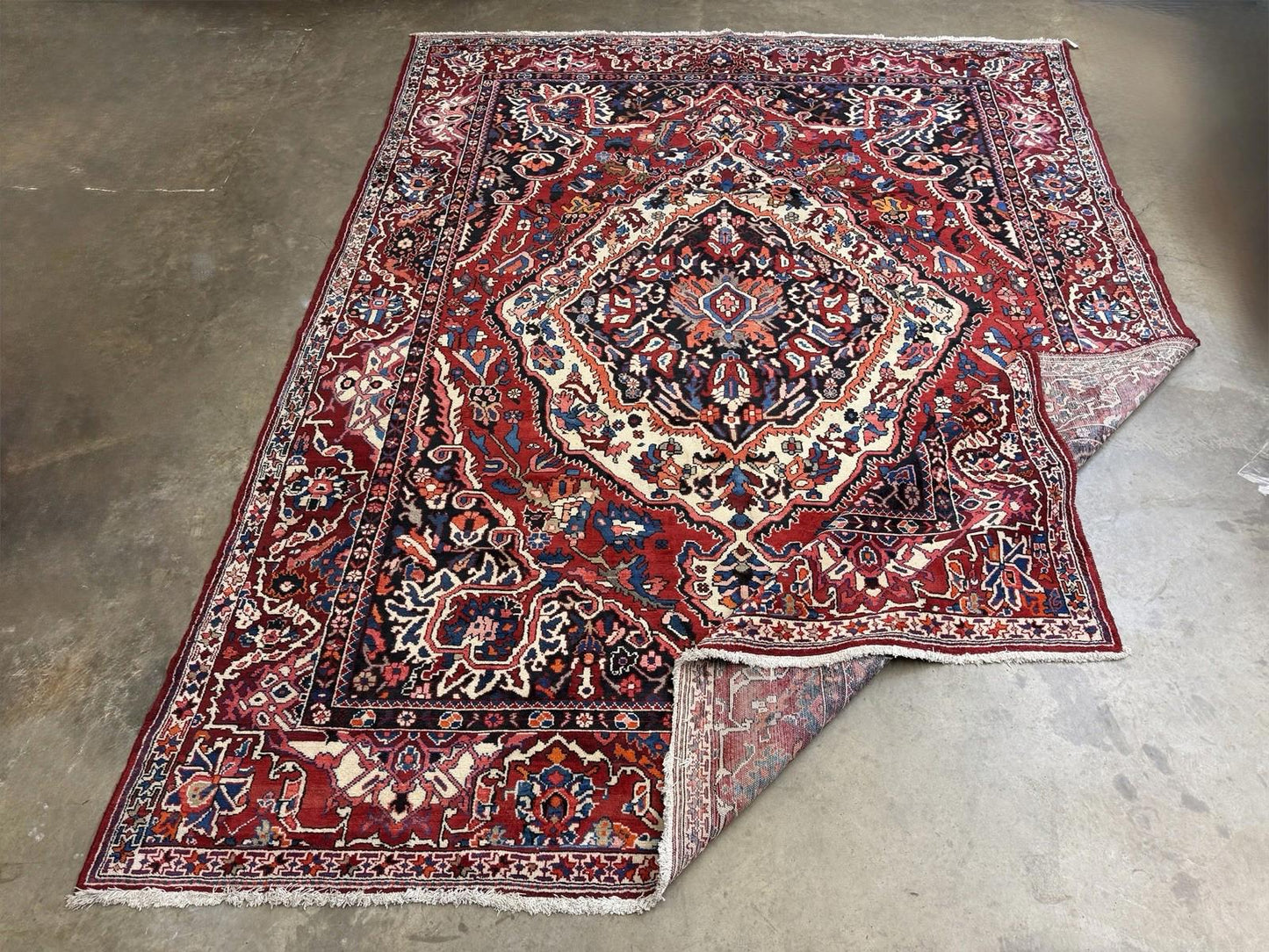 10x12 Vintage Hand-Knotted Bakhtiarie Rug Antique Handmade Red Oriental Tribal