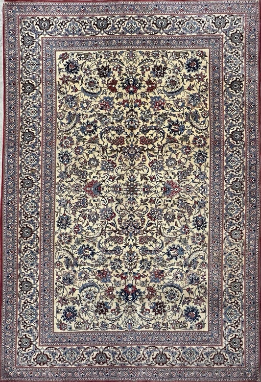 4’11”x7’6” Hand-Knotted Fine Antique Wool Nain Area Rug