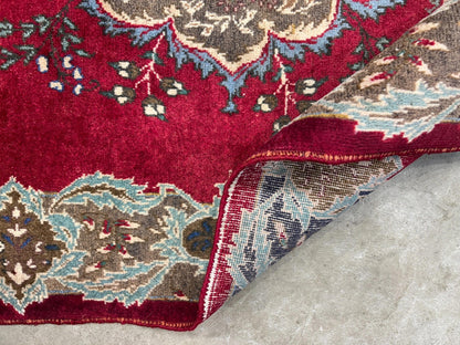 4'2"x6'3" Antique Hand-knotted Wool Tabrize Area Rug - Handmade Red 4x6 Carpet