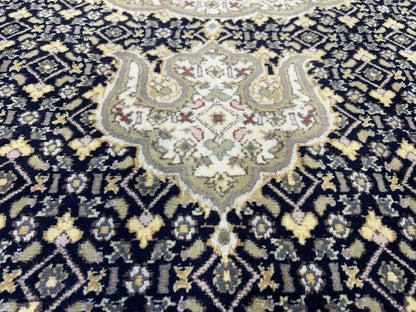 8’ Diameter Hand-knotted Wool Round Area Rug - Handmade Carpet 8x8 Blue