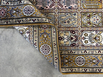 3x5 Luxurious Fine Hand-Knotted 100%Silk Persiane Qume Rug Handmade Gold