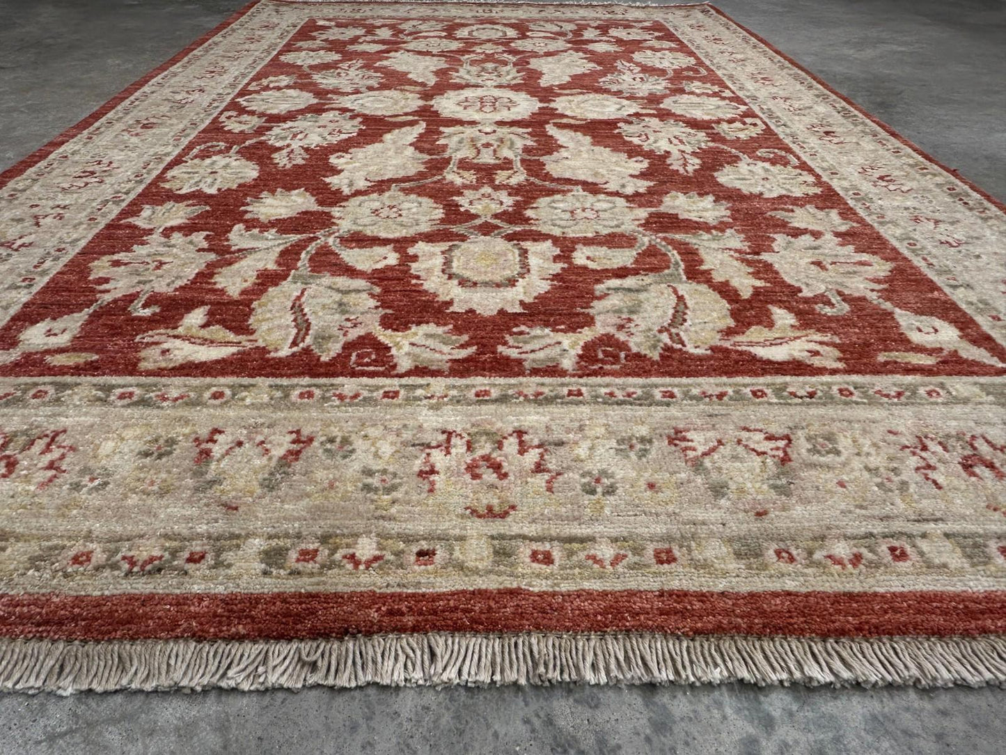 4'x5'9" Hand-knotted Wool All-Over Area Rug - Handmade Carpet Red 4x6