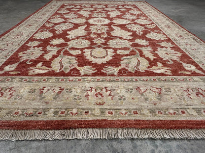 4'x5'9" Hand-knotted Wool All-Over Area Rug - Handmade Carpet Red 4x6