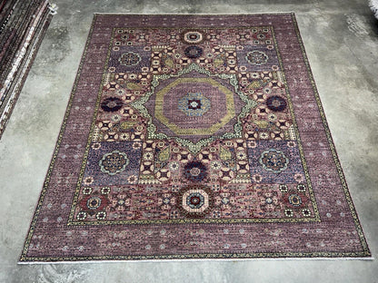 8’5”x9’10” Hand-Knotted Wool Mamluk Medallion Area Rug