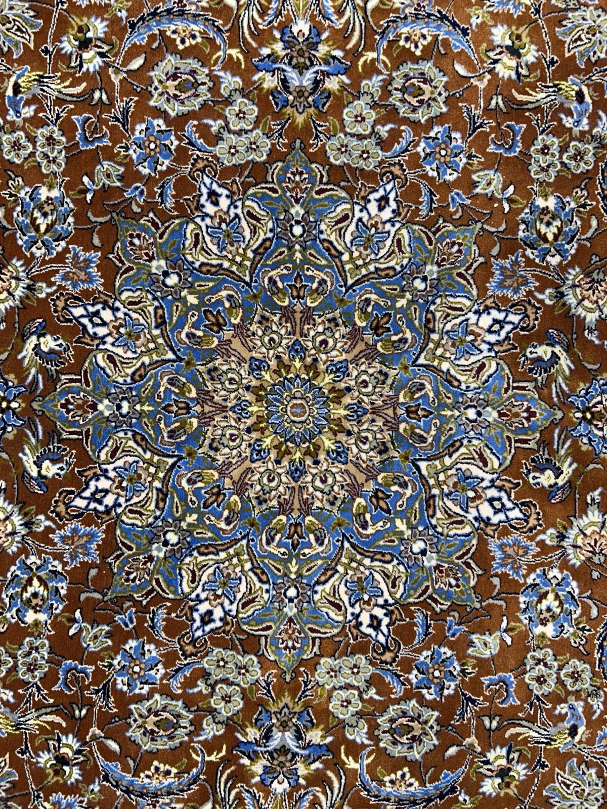6’10”x9’10” Hand-Knotted  Fine Wool & Silk Isfahane  Area Rug - Medallion Carpet