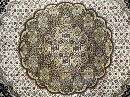 8’ Diameter Hand-knotted Wool Round Area Rug - Handmade Carpet 8x8 Blue